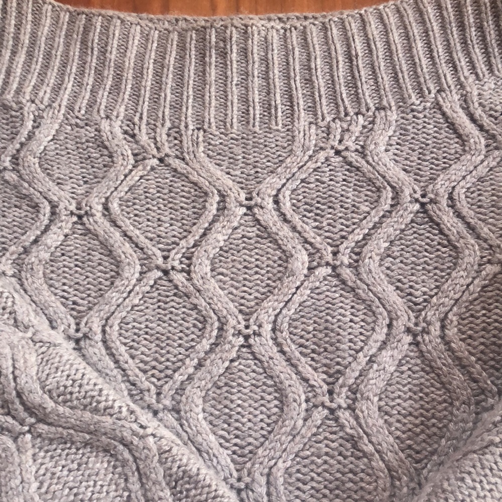 LOFT ANN TAYLOR Boatneck Cable Knit Sweater - Tan- Medium - Picture 6 of 10